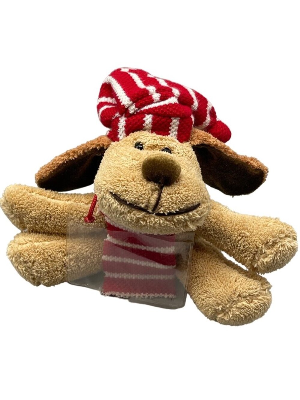 dan dee collectors choice plush dog brown scarf hat christmas holiday red READ